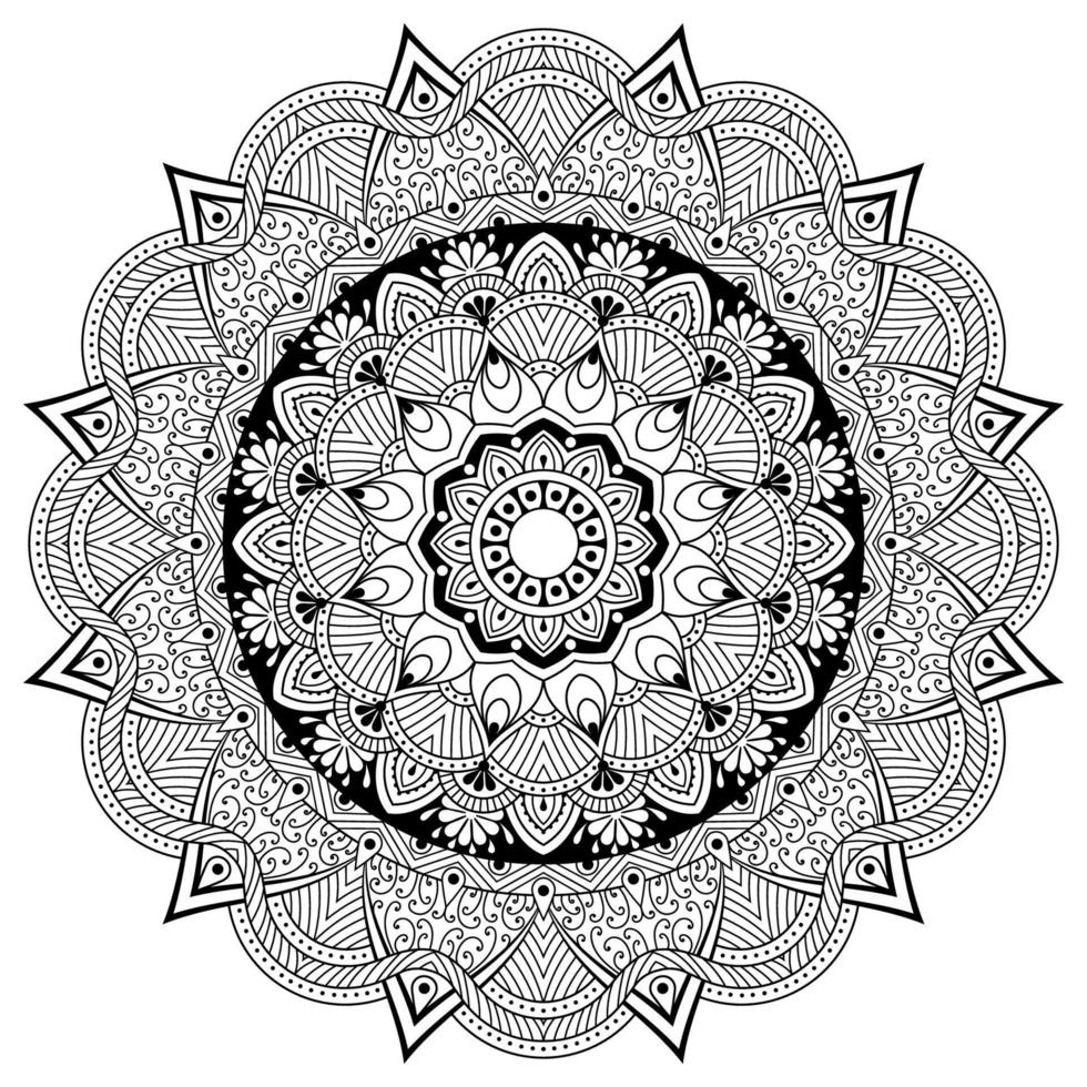 fond d'art de modèle de mandala motif de fleur minimal noir et blanc. page de livre de coloriage. vecteur pro