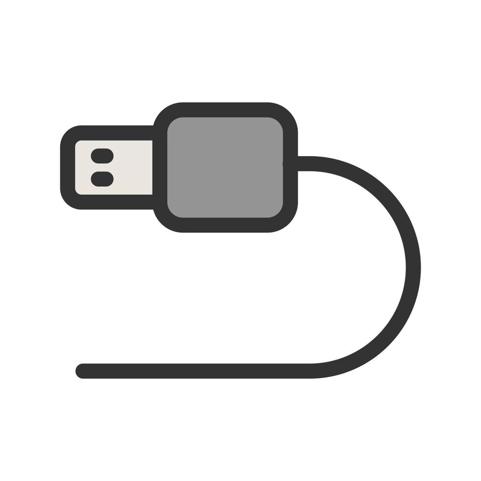 icône de ligne remplie de câble usb vecteur