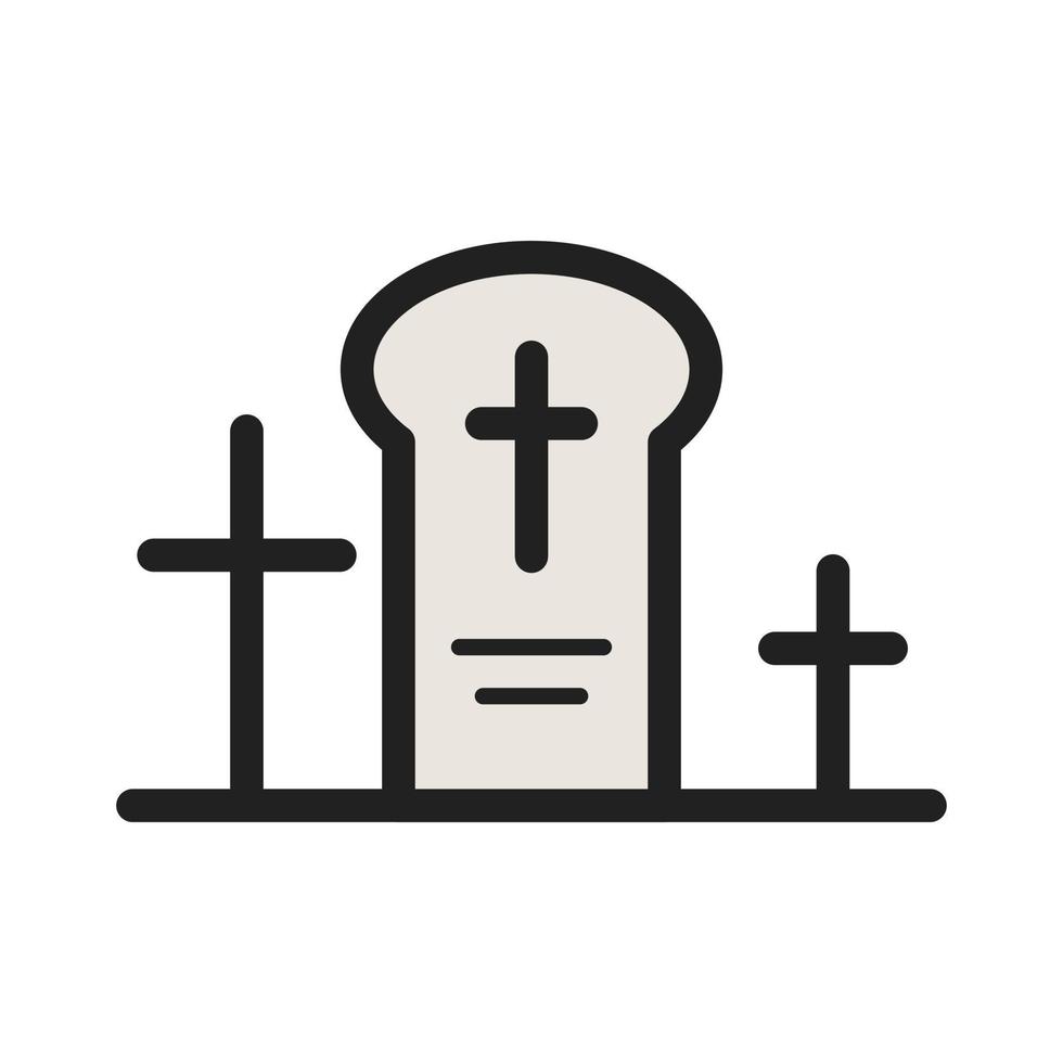 icône de ligne remplie de cimetière vecteur