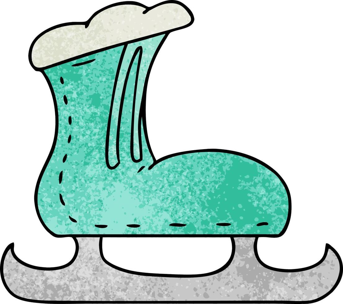 doodle dessin animé texturé d'une botte de patin à glace vecteur