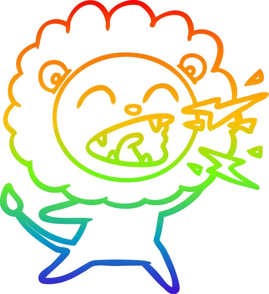 arc en ciel gradient ligne dessin dessin animé lion rugissant vecteur