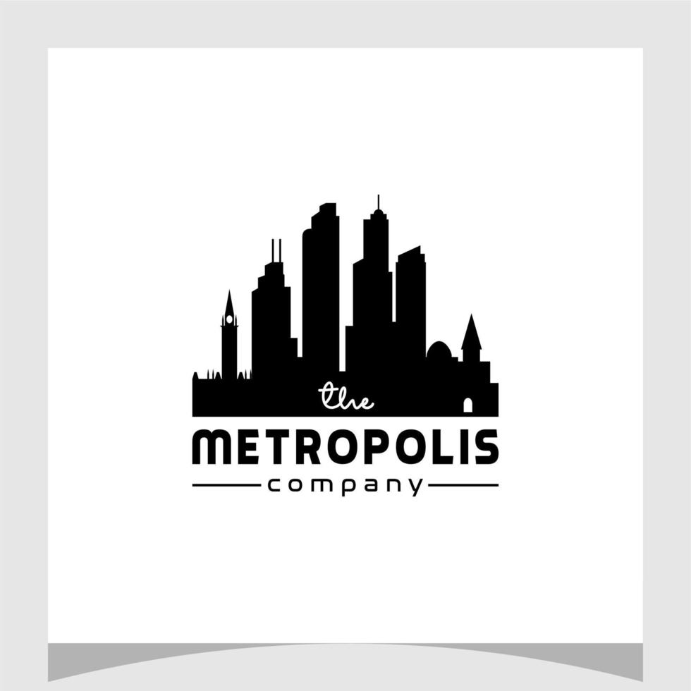 silhouette de paysage urbain pour le vecteur de conception de logo de bâtiment immobilier