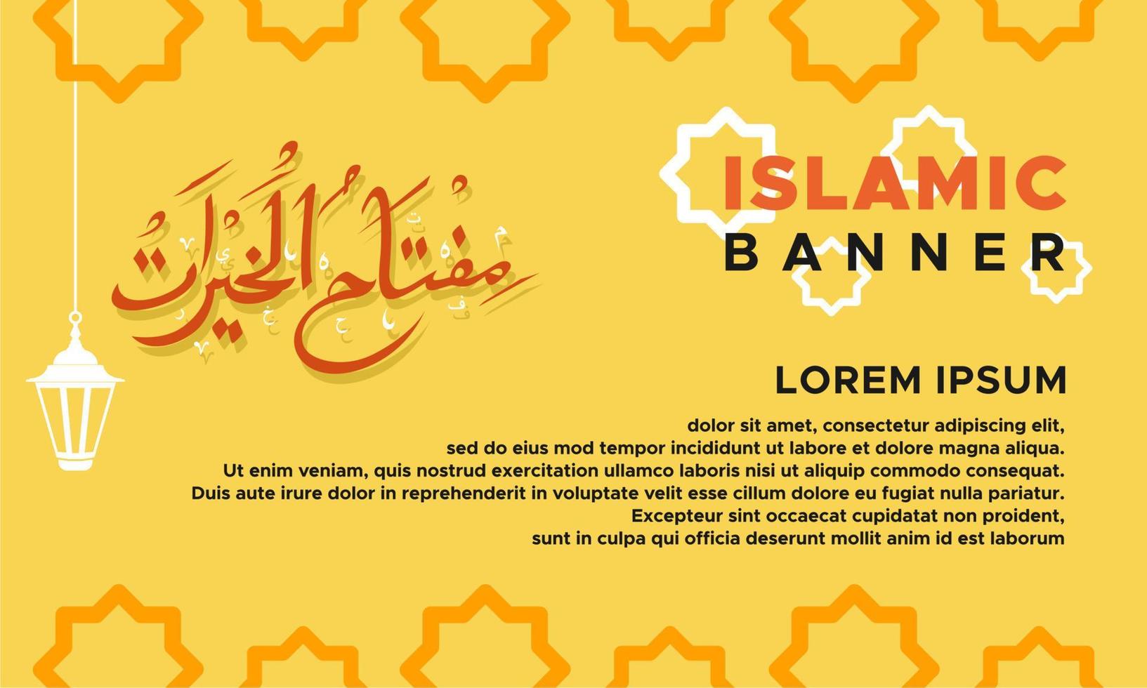 modèle de bannière islamique avec clé de traduction calligraphie miftahul khairat pour faire le bien vecteur