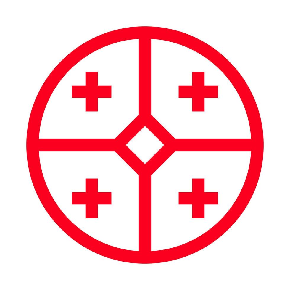 timbre rond de géorgie avec les couleurs du drapeau national géorgien et le symbole de cinq croix vecteur