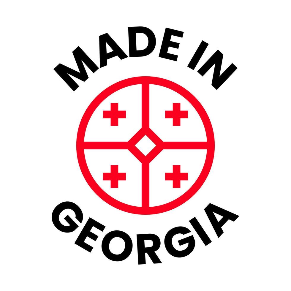 timbre ovale fabriqué en géorgie avec symbole national stylisé de cinq croix vecteur