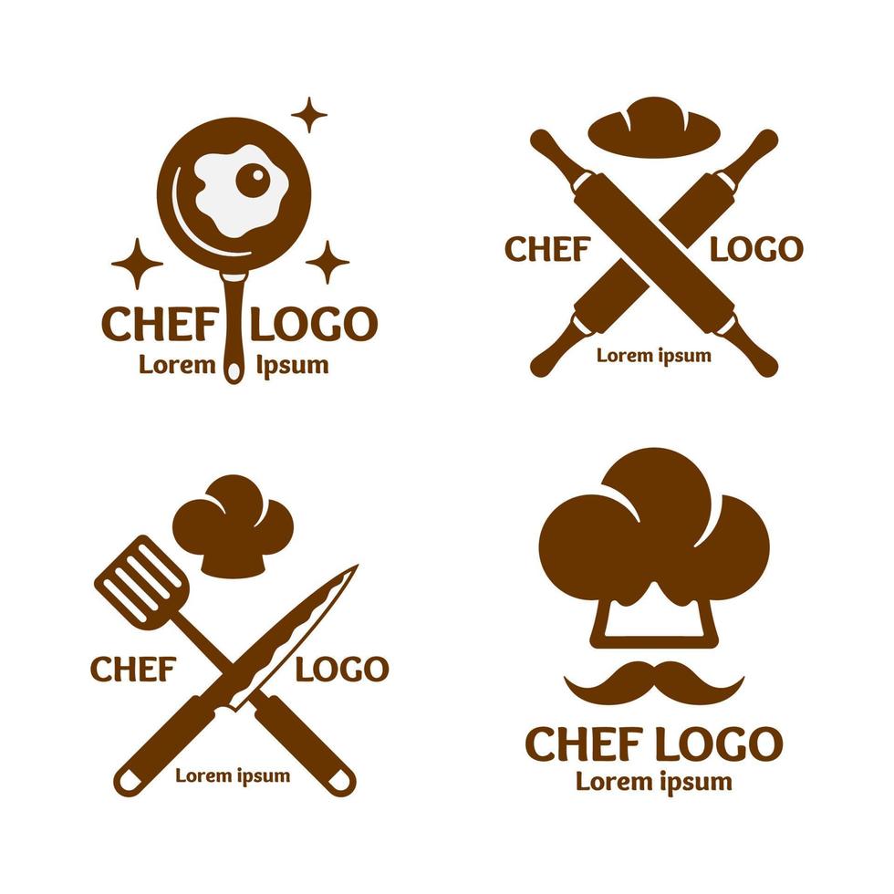 ensemble de logo de chef et de restaurant vecteur