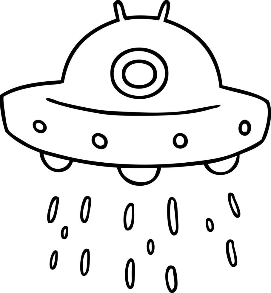 dessin au trait doodle d'un vaisseau extraterrestre vecteur