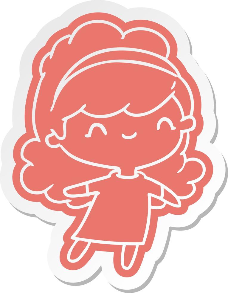 autocollant de dessin animé fille kawaii avec bandeau vecteur
