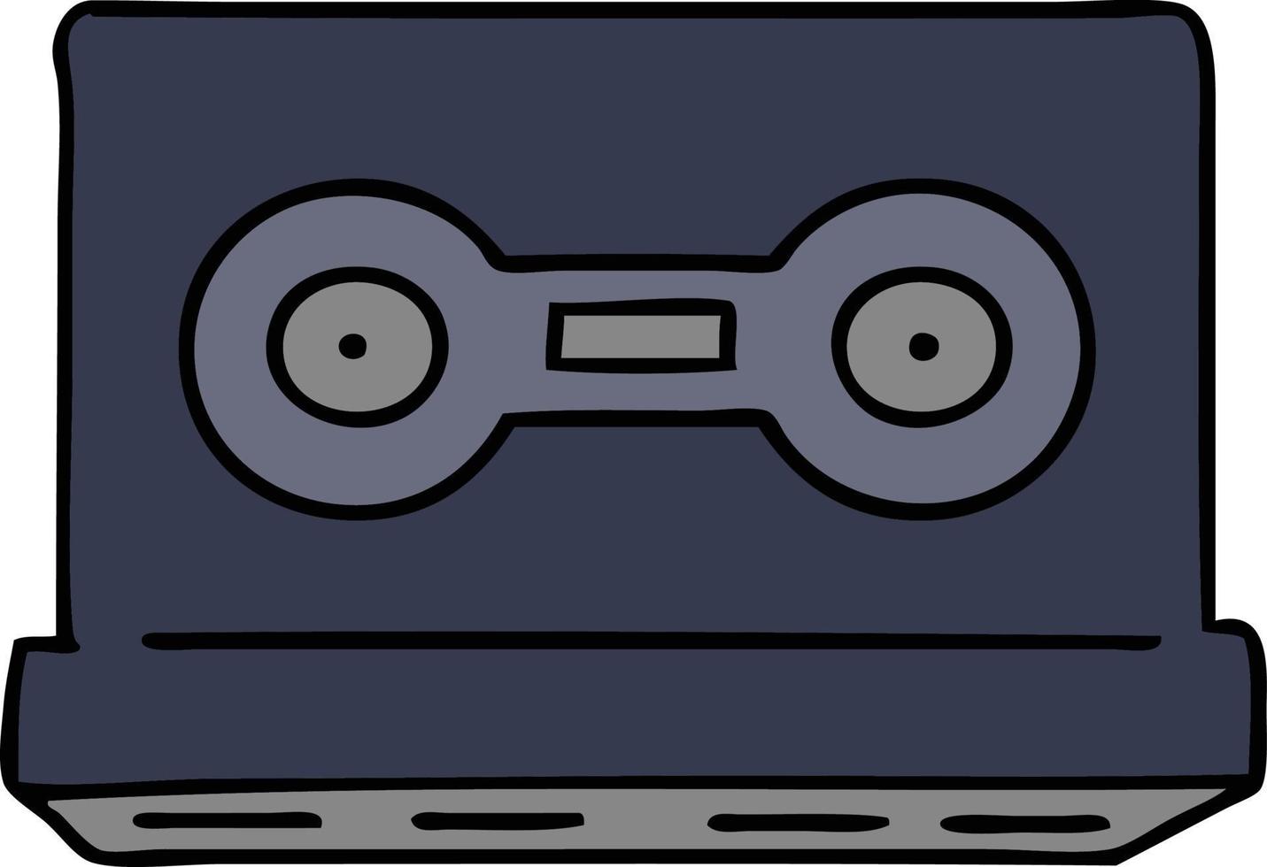 dessin animé doodle d'une cassette rétro vecteur