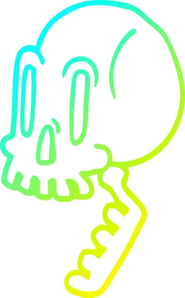 ligne de gradient froid dessinant un crâne vert de dessin animé vecteur
