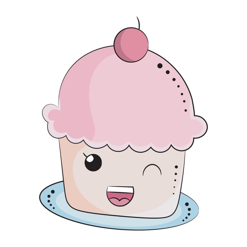 illustration de gâteau de tasse mignon vecteur