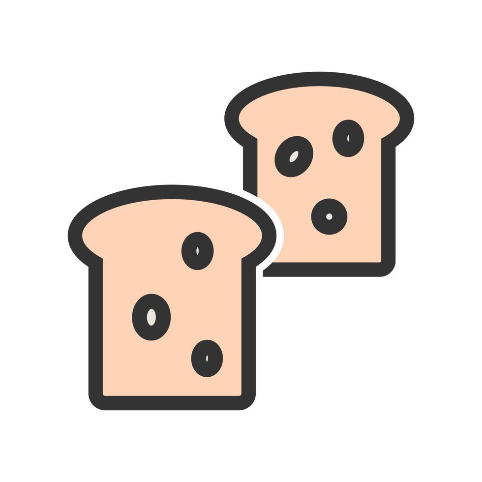 icône de ligne remplie de pain vecteur