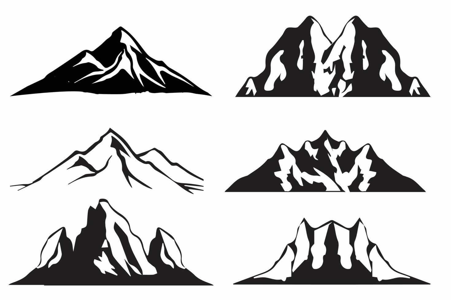 vecteur de montagne, noir de montagne, colline, silhouette de montagne