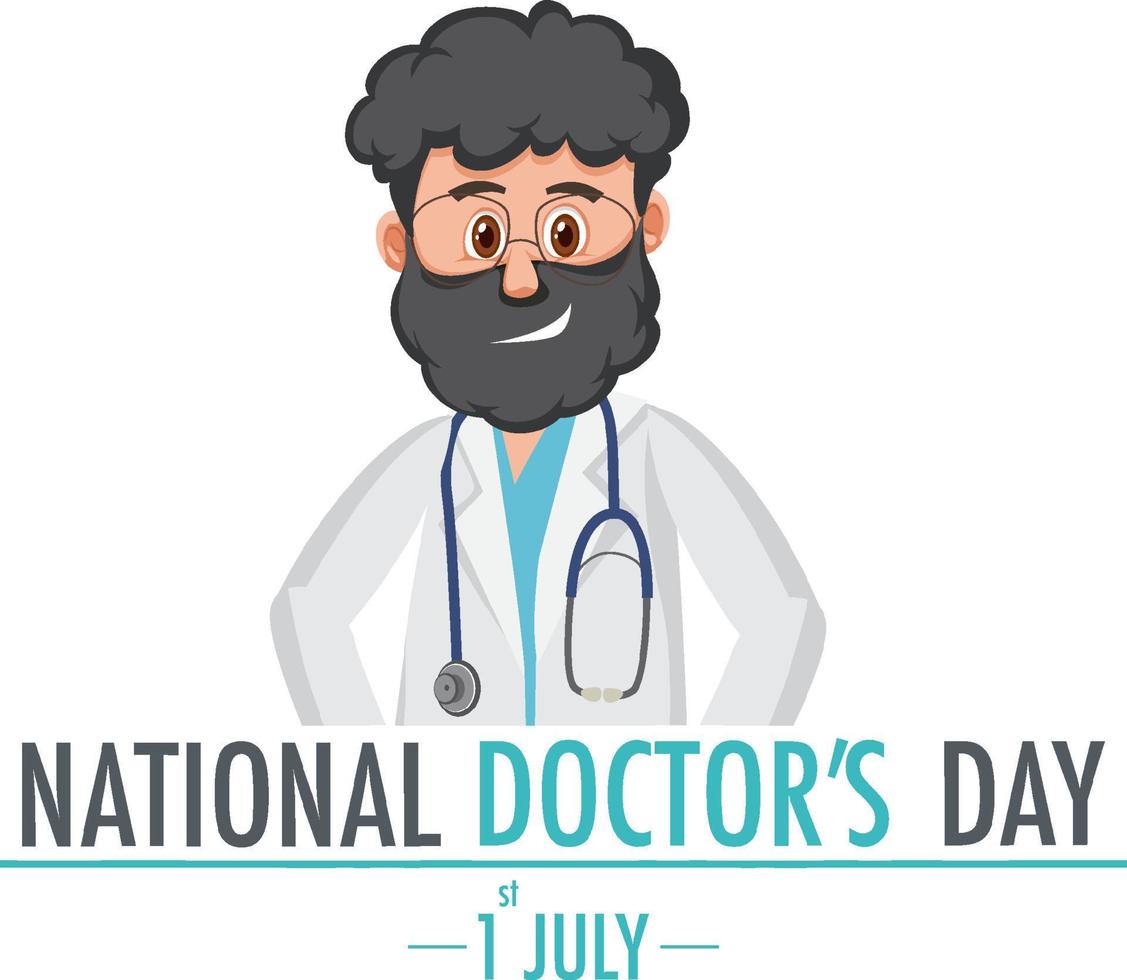 médecin de sexe masculin le jour du médecin en juillet logo vecteur