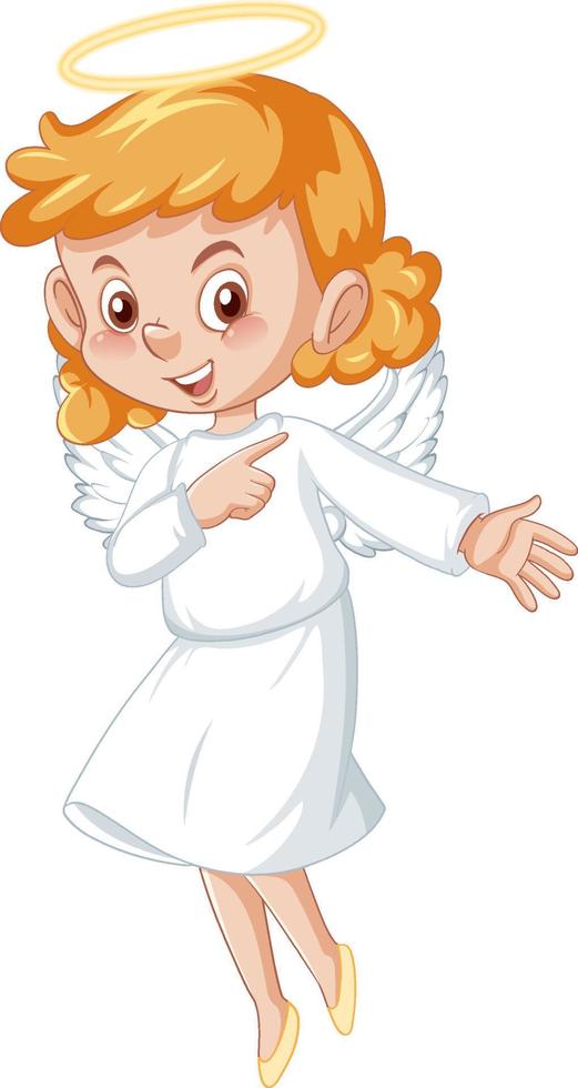 personnage de dessin animé mignon ange en robe blanche sur fond blanc vecteur