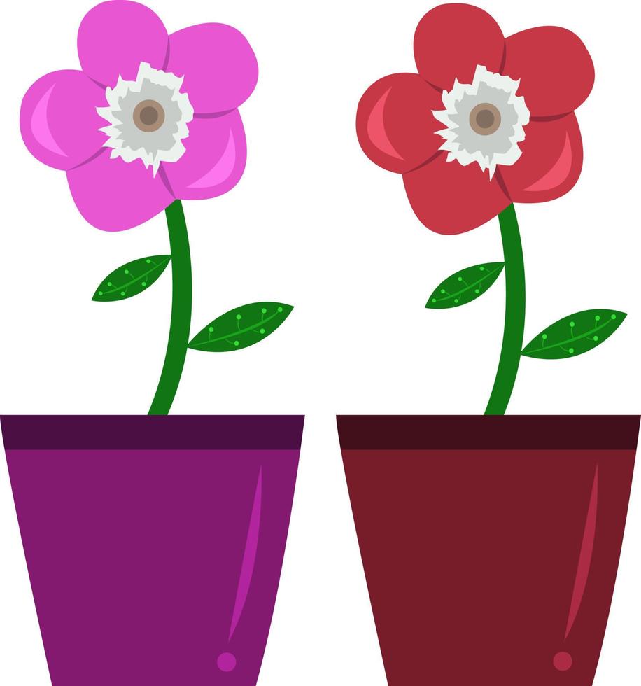 fleurs de campion rouge avec illustration vectorielle de pot pour la conception graphique et l'élément décoratif vecteur