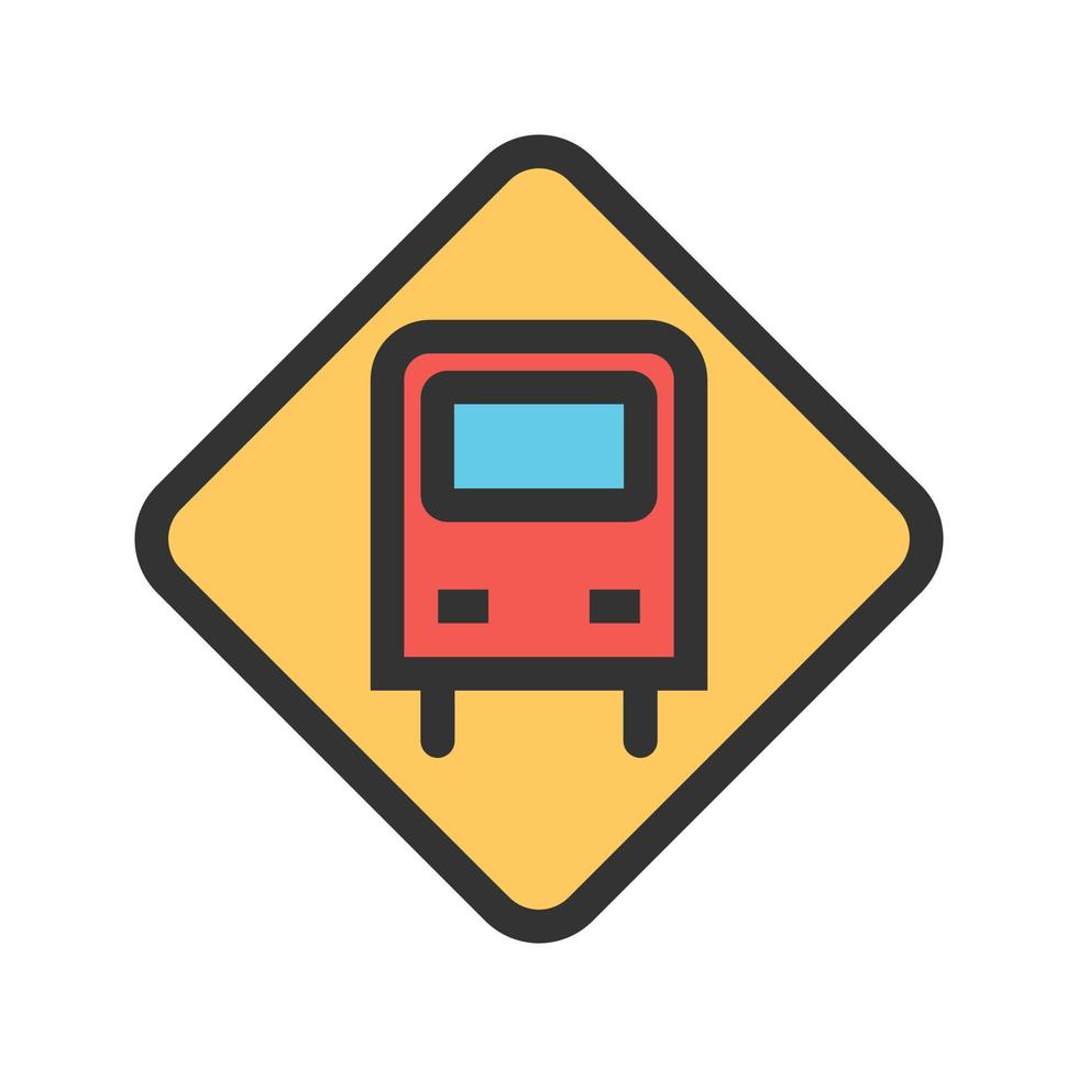 icône de ligne remplie de panneau d'arrêt de bus vecteur
