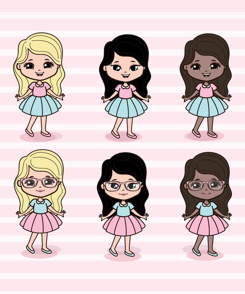 illustration mignonne de petites filles vecteur