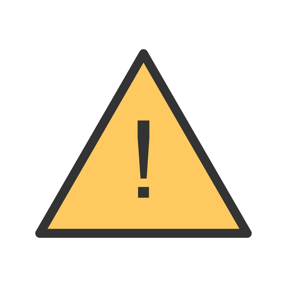 icône de ligne remplie de panneau d'avertissement vecteur