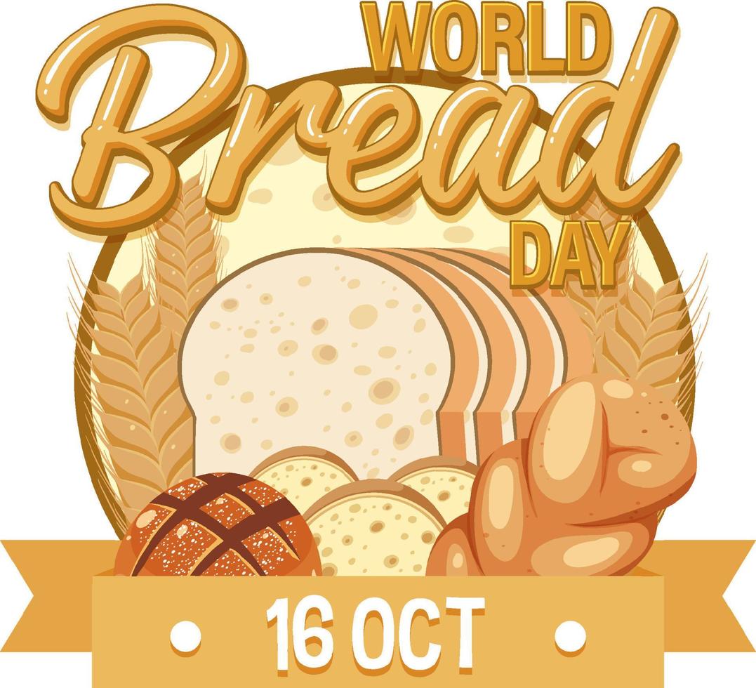 création de logo de la journée mondiale du pain 16 octobre vecteur