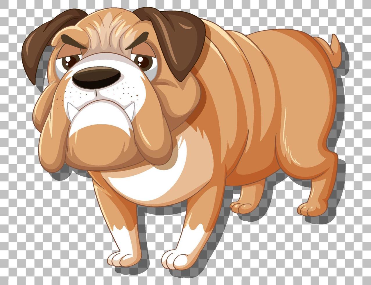 personnage de dessin animé de bouledogue sur fond de grille vecteur