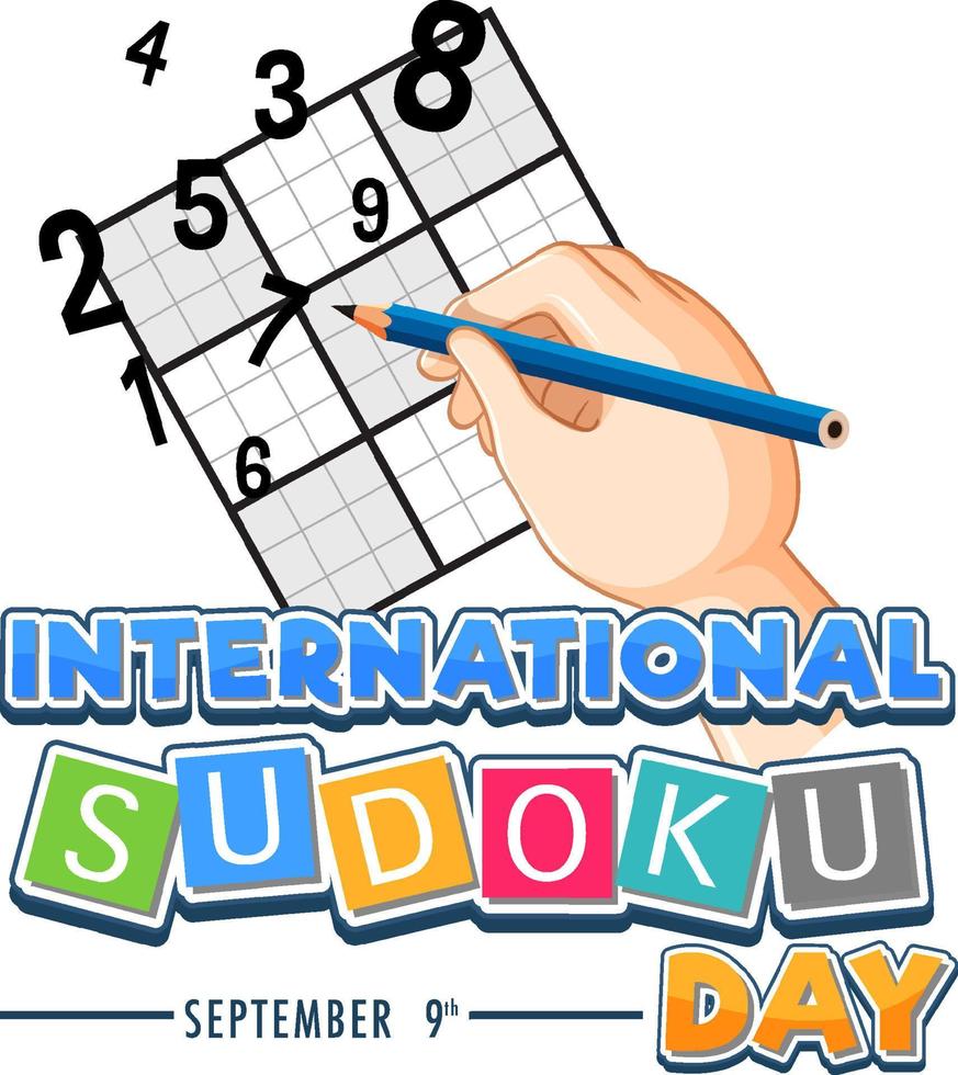 modèle d'affiche de la journée internationale du sudoku vecteur