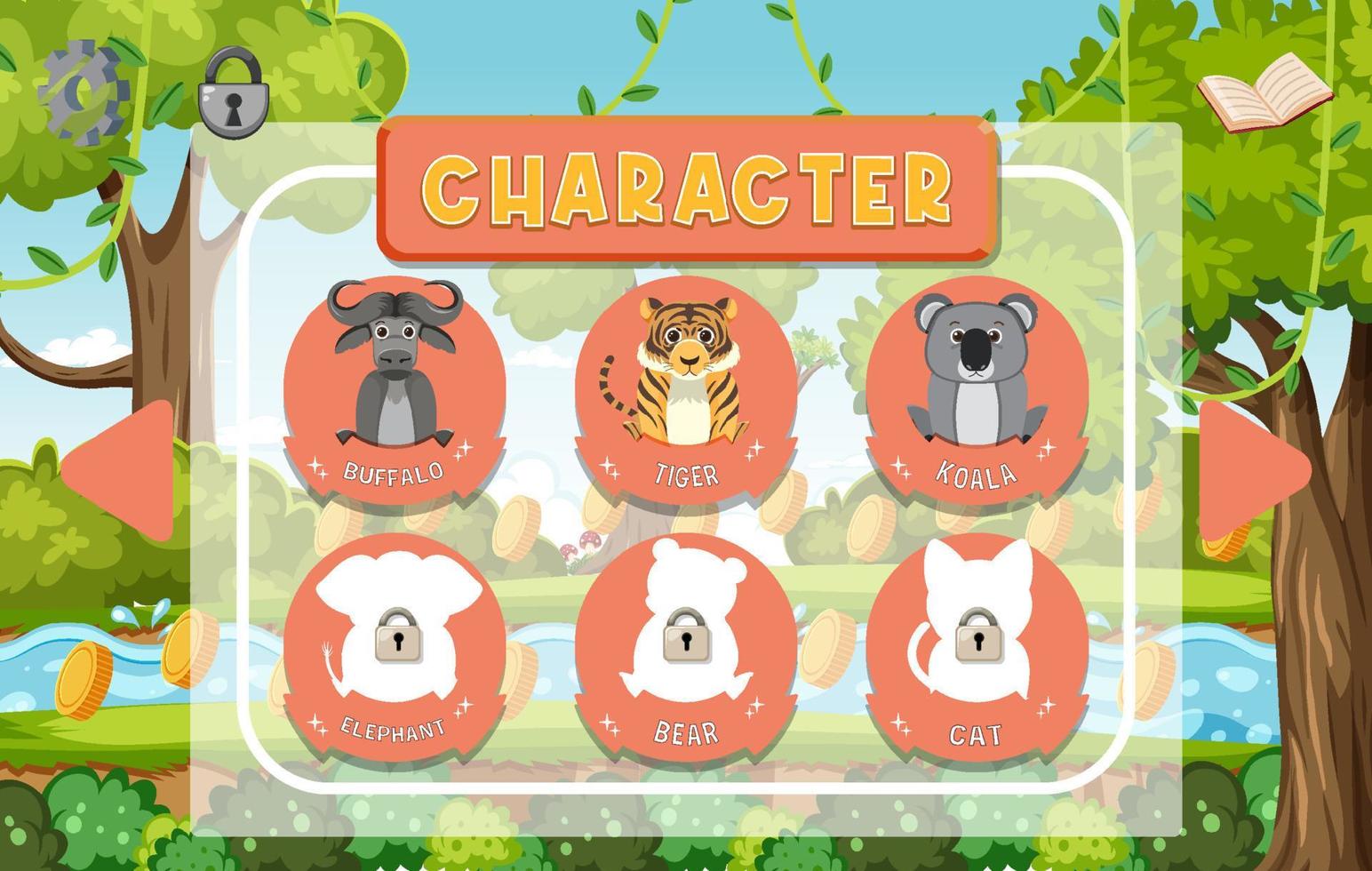 personnage de jeu d'animaux sauvages vecteur