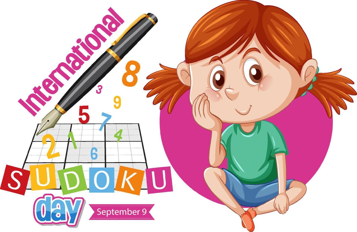 journée internationale du sudoku 9 septembre vecteur