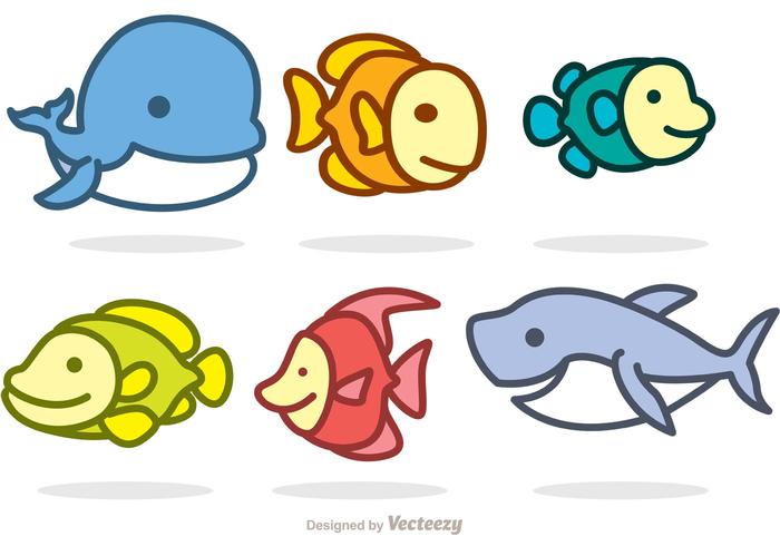 Vecteurs d'animaux de mer dessinés vecteur