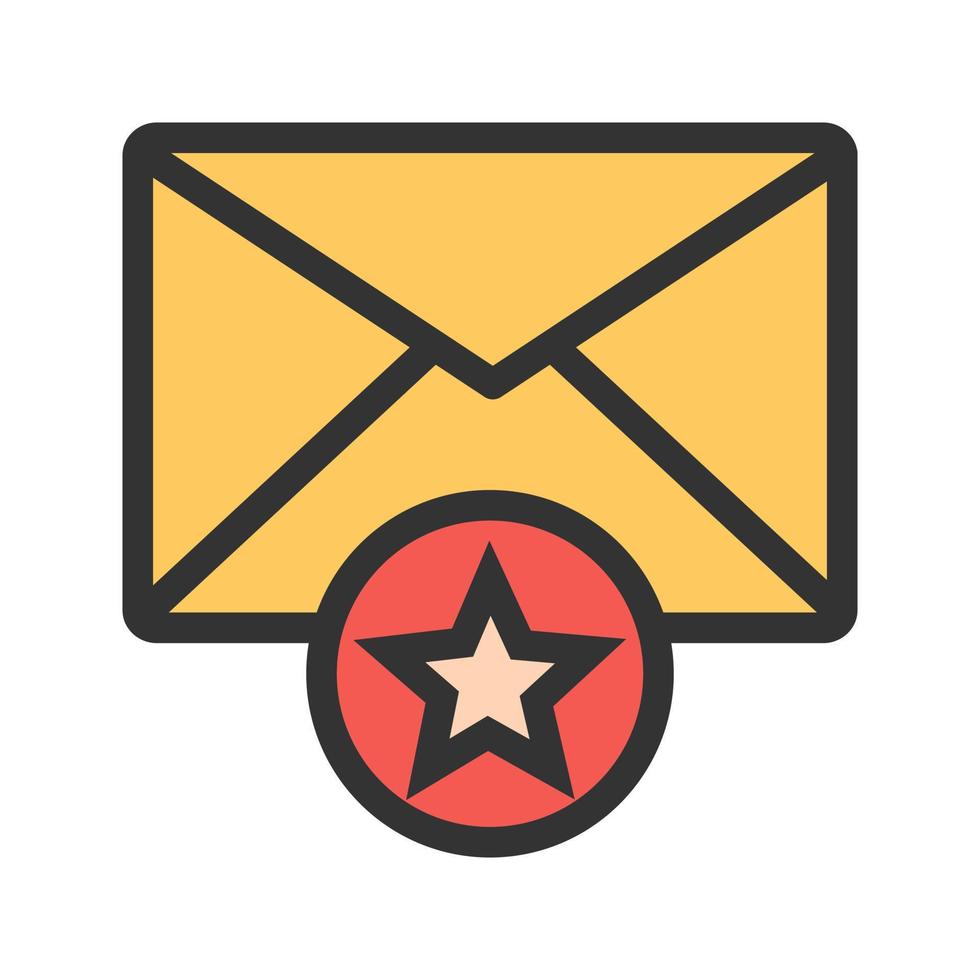 icône de ligne remplie de courrier préféré vecteur