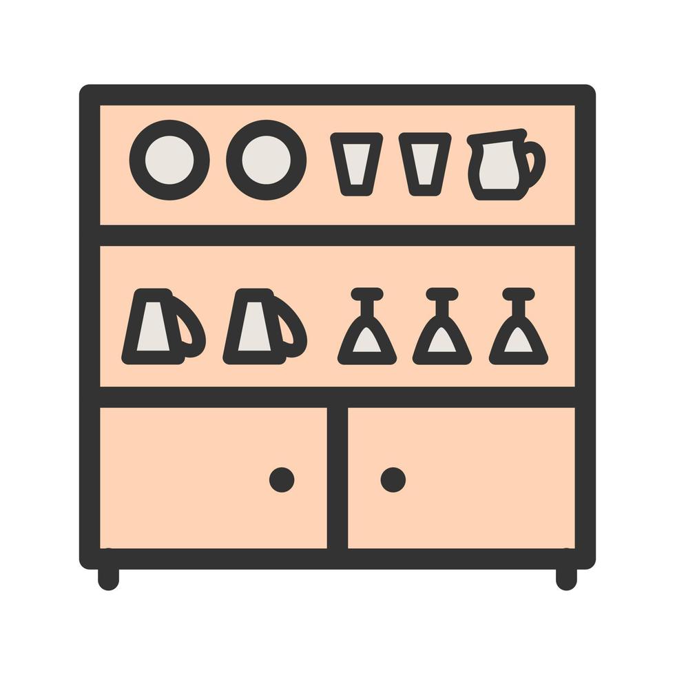 icône de ligne remplie d'étagère vecteur