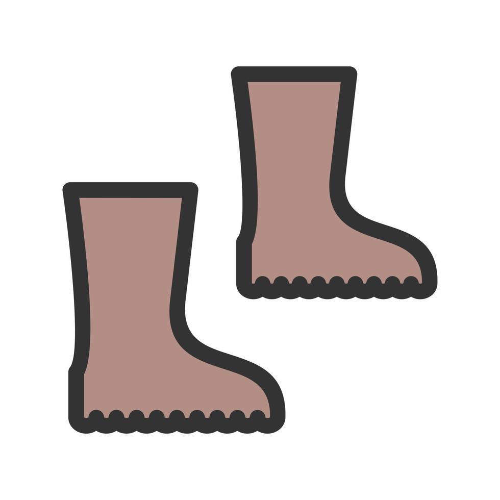 icône de ligne remplie de bottes vecteur