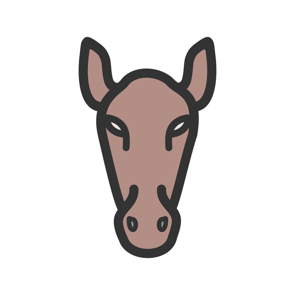 icône de ligne remplie de visage de cheval vecteur