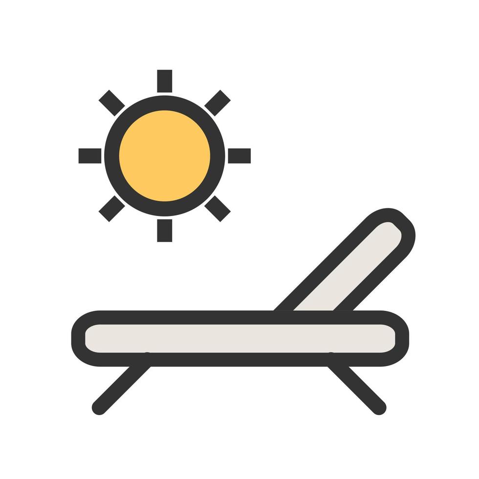 icône de ligne remplie de bain de soleil vecteur
