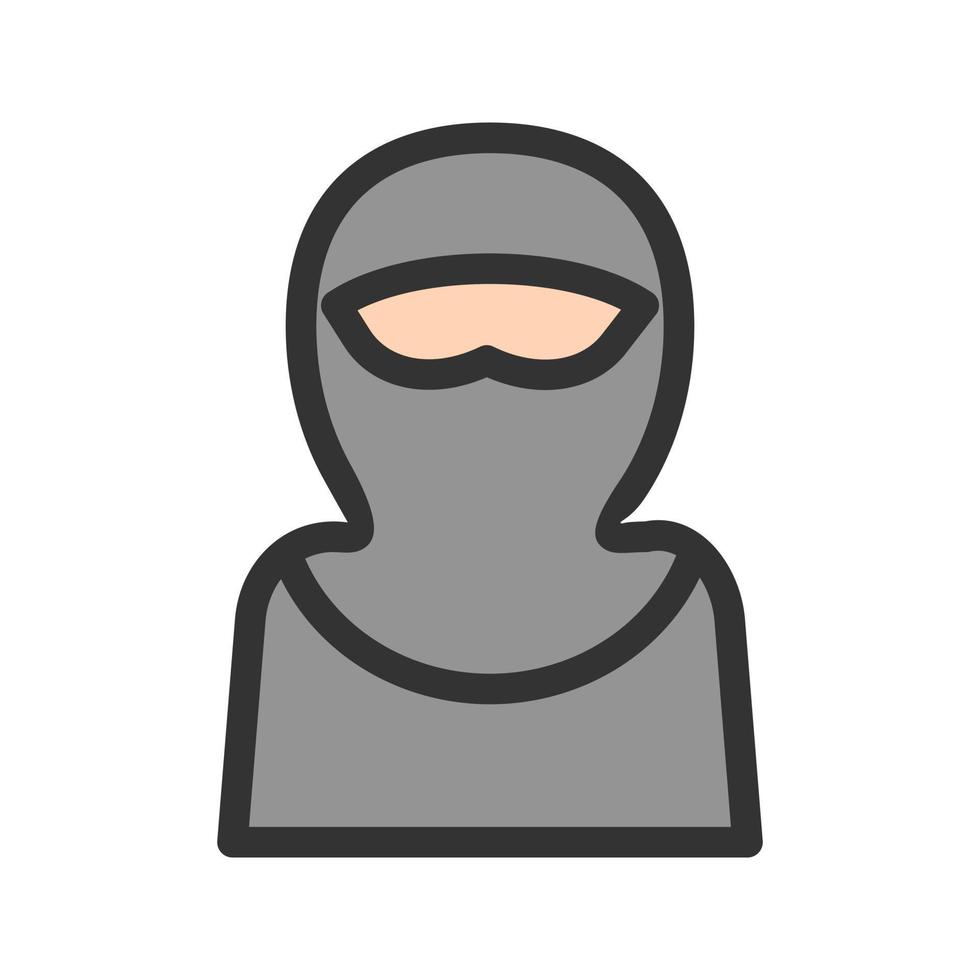 femme avec icône de ligne remplie de niqab vecteur