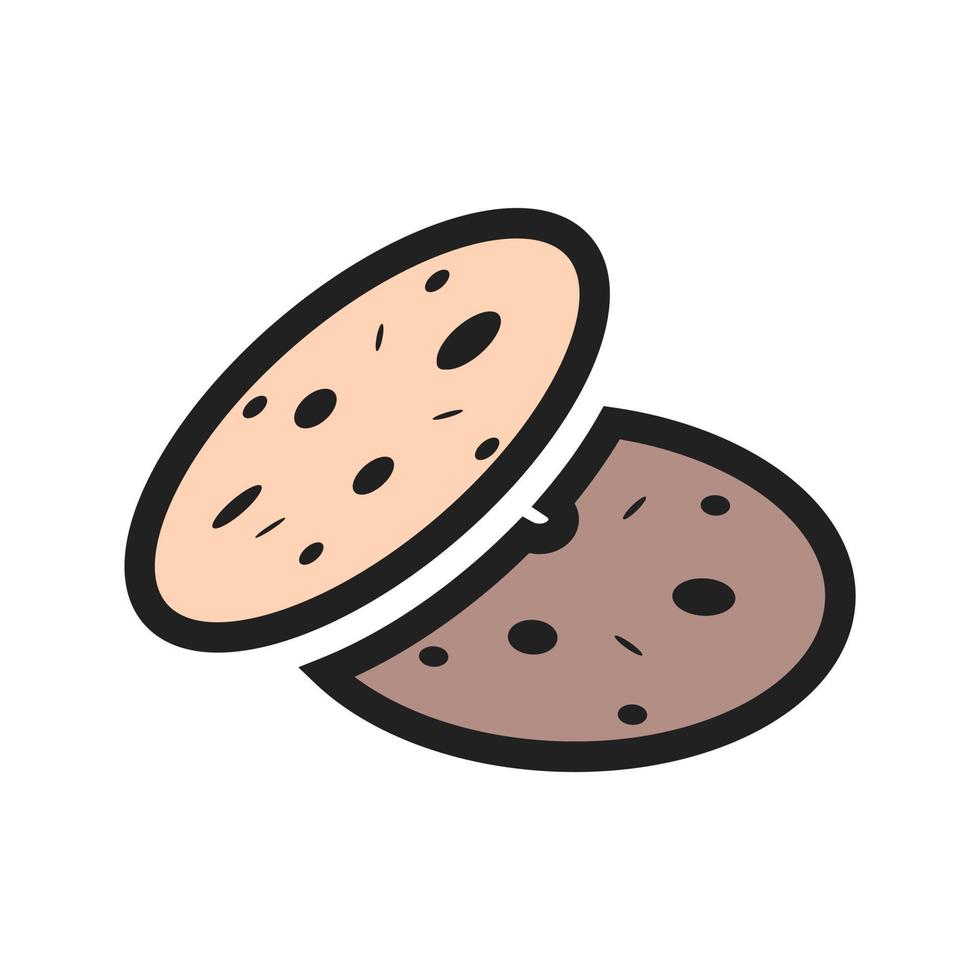 icône de ligne remplie de cookies vecteur