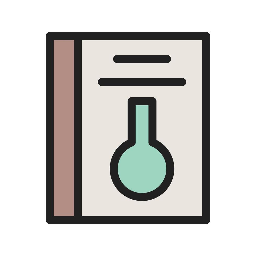 icône de ligne remplie de livre de chimie vecteur