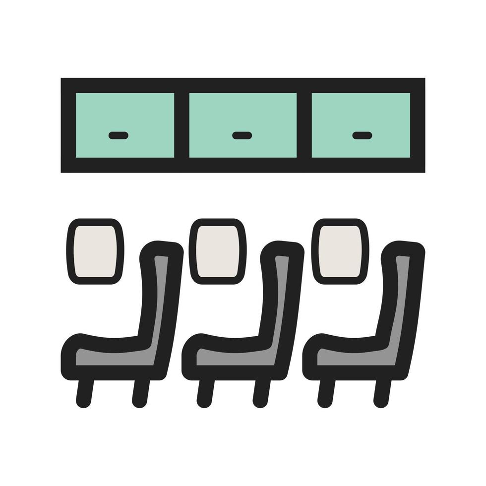 sièges dans l'icône de la ligne remplie d'avion vecteur