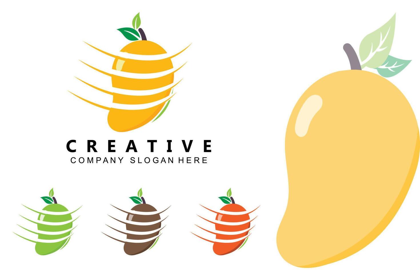 illustration vectorielle du logo mangue, fruits frais, cultivés dans le jardin, l'orange est douce et fraîche vecteur