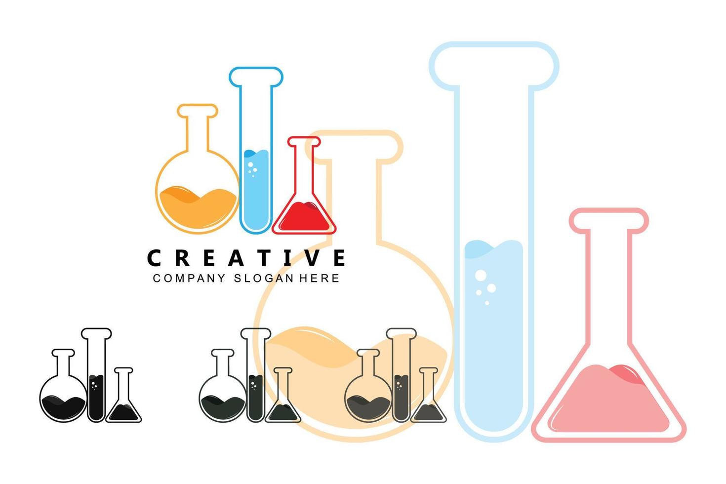 conception de bouteille de laboratoire d'essai de logo de laboratoire médical de santé vecteur