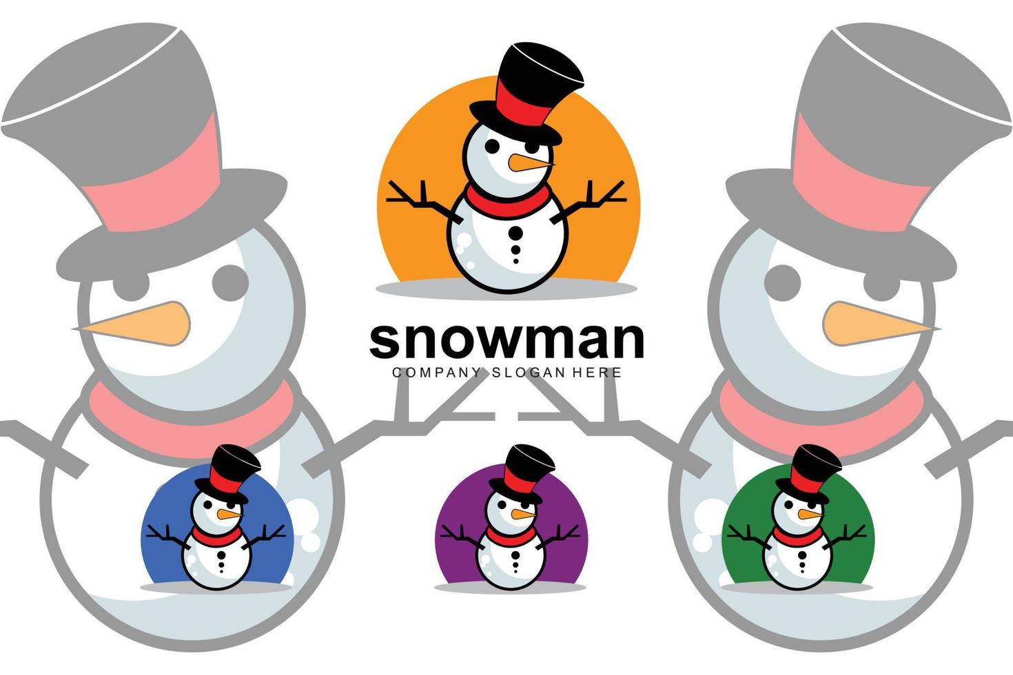 icône de vecteur de logo de bonhomme de neige, Noël d'hiver avec des cadeaux et santa, illustration de conception