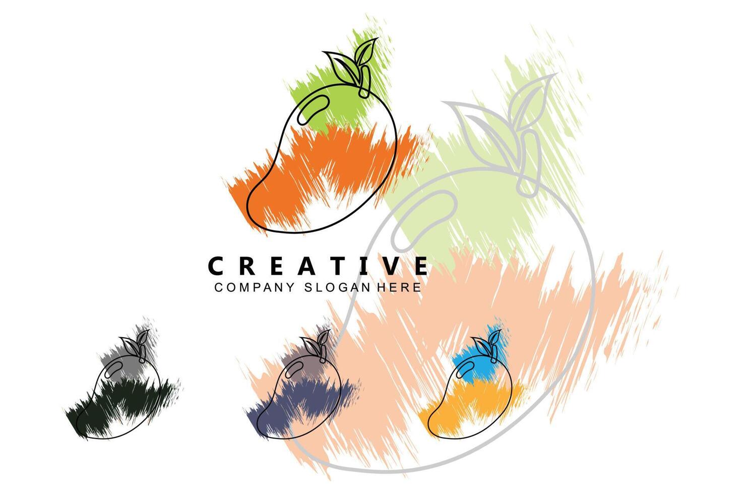 illustration vectorielle du logo mangue, fruits frais, cultivés dans le jardin, l'orange est douce et fraîche vecteur