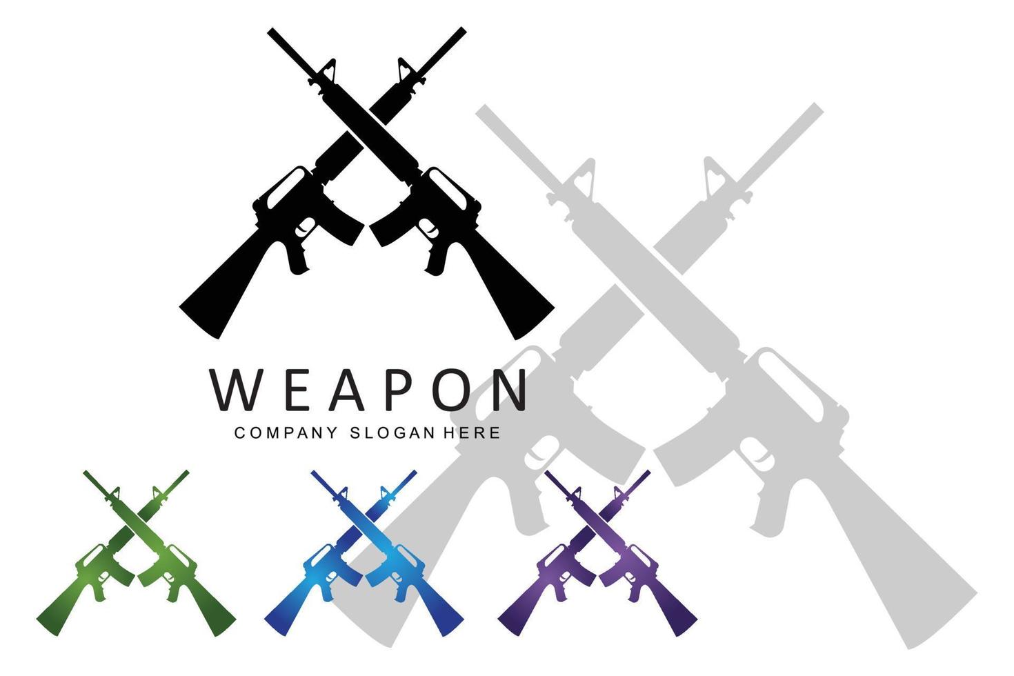 icône de vecteur de logo d'arme automatique. armes de combat. pistolets, carabines. illustration militaire et d'armes