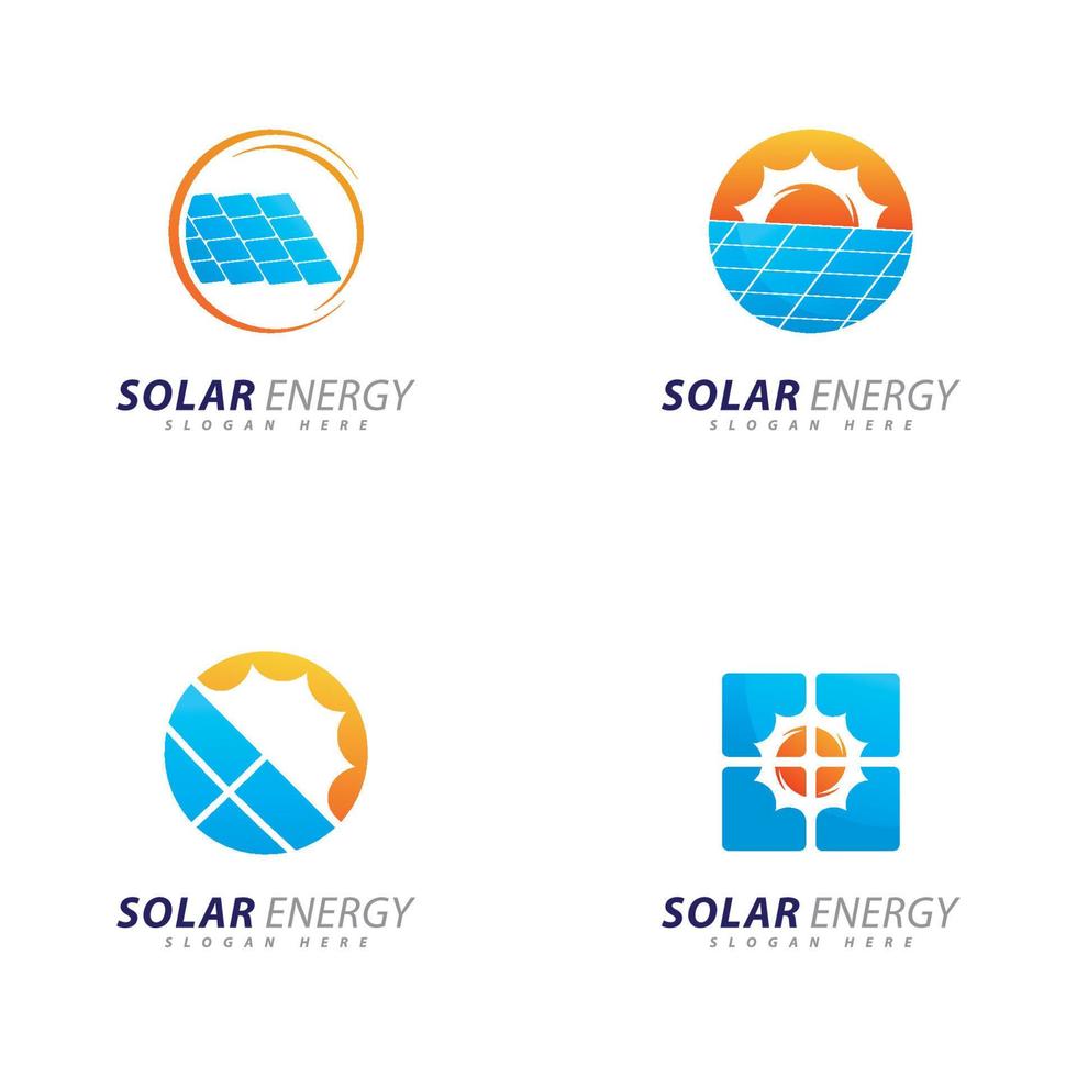 modèle de conception de logo d'énergie solaire. logo de l'électricité électrique de l'énergie du panneau solaire créatif vecteur