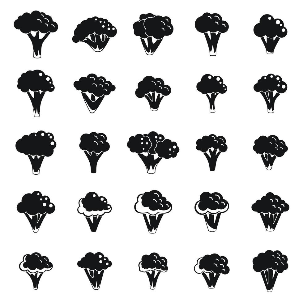 les icônes de brocoli définissent un vecteur simple. nourriture végétalienne