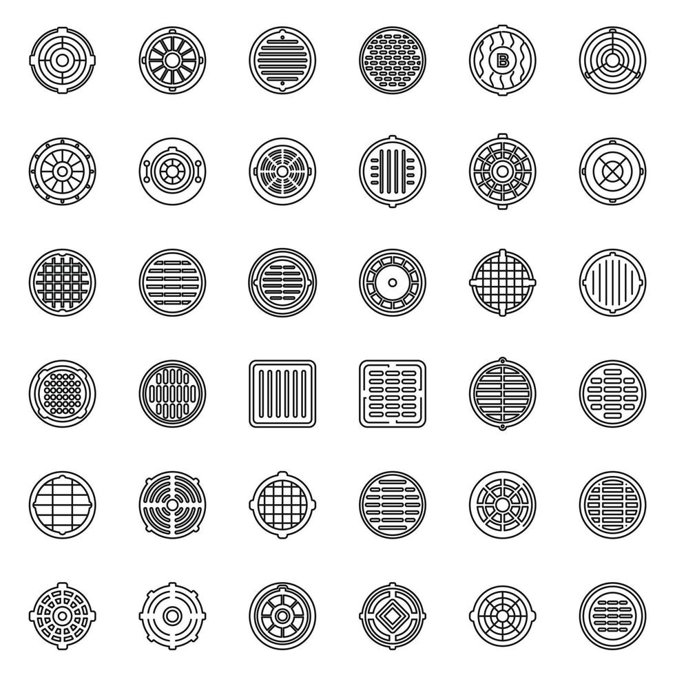 les icônes de trou d'homme définissent le vecteur de contour. bouchon de canalisation
