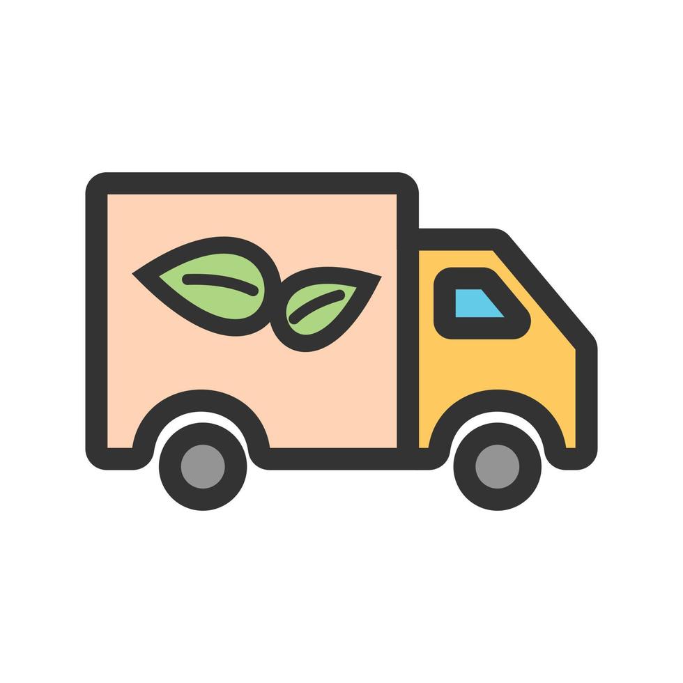 icône de ligne remplie de camion écologique vecteur