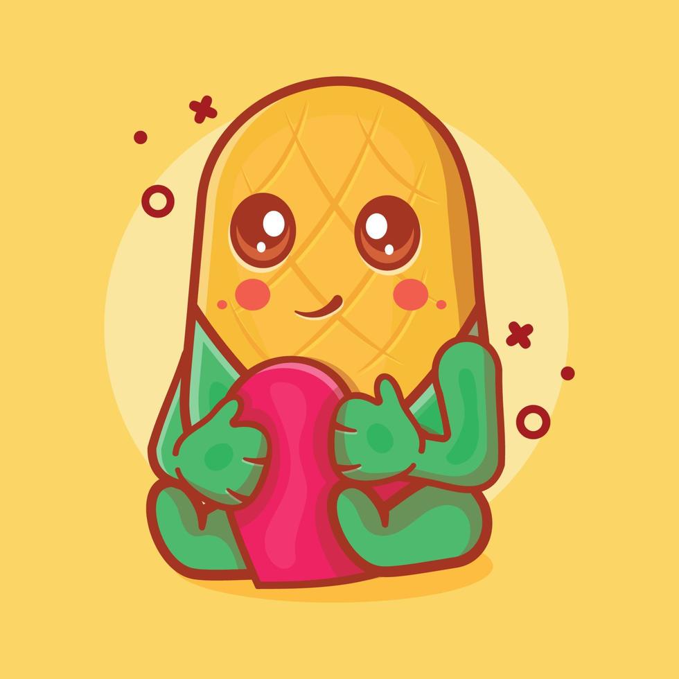 mascotte de personnage de maïs mignon tenant signe d'amour coeur dessin animé isolé dans un style plat vecteur