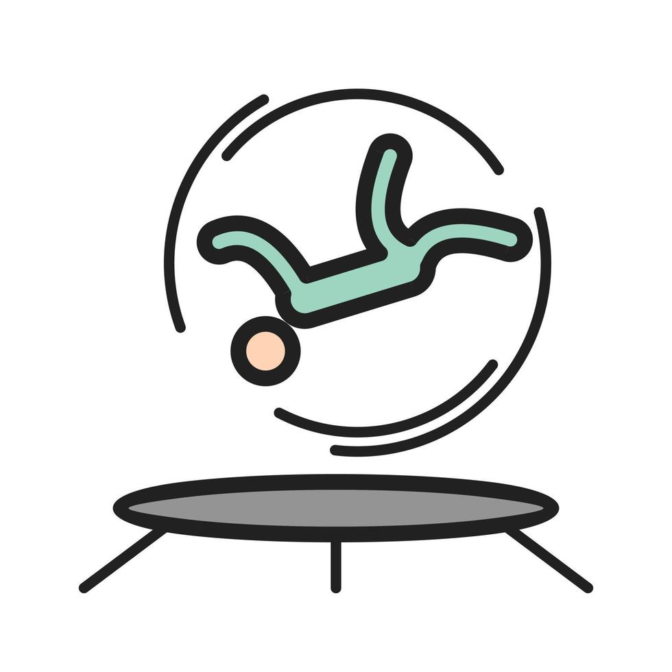 icône de ligne remplie de saut de trampoline vecteur