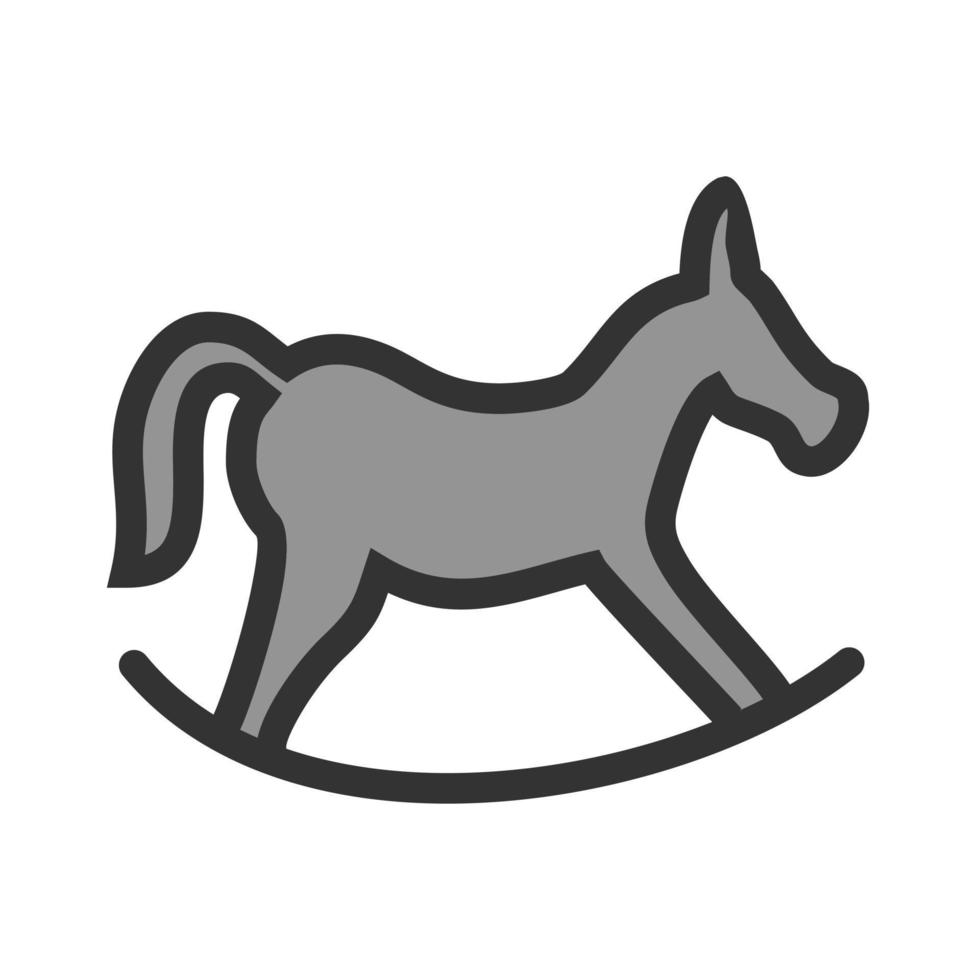 icône de ligne remplie de cheval à bascule vecteur
